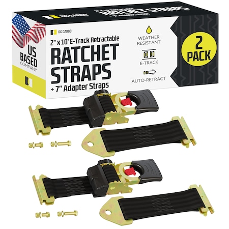 Dc Cargo 2in X 10' E-Track Retractable Ratchet Straps, 2PK 210RRET-2